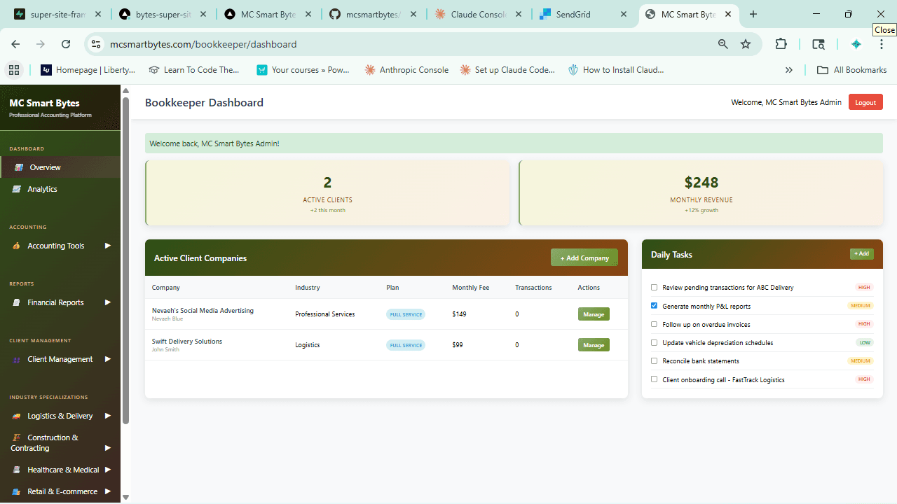 Professional Bookkeeping Dashboard